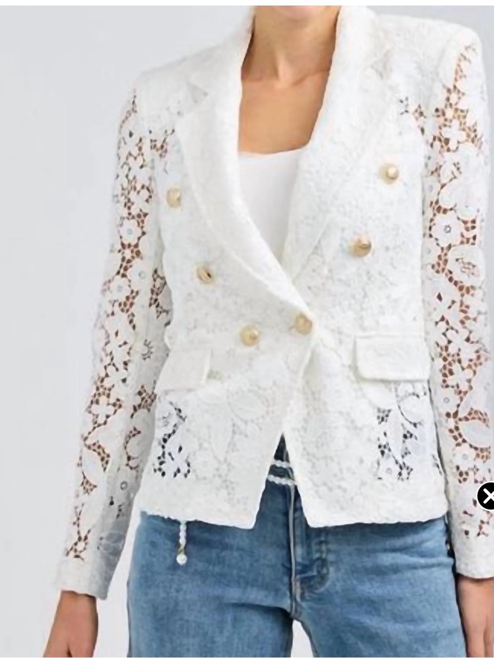 Generation Love Lace White Blazer Jacket